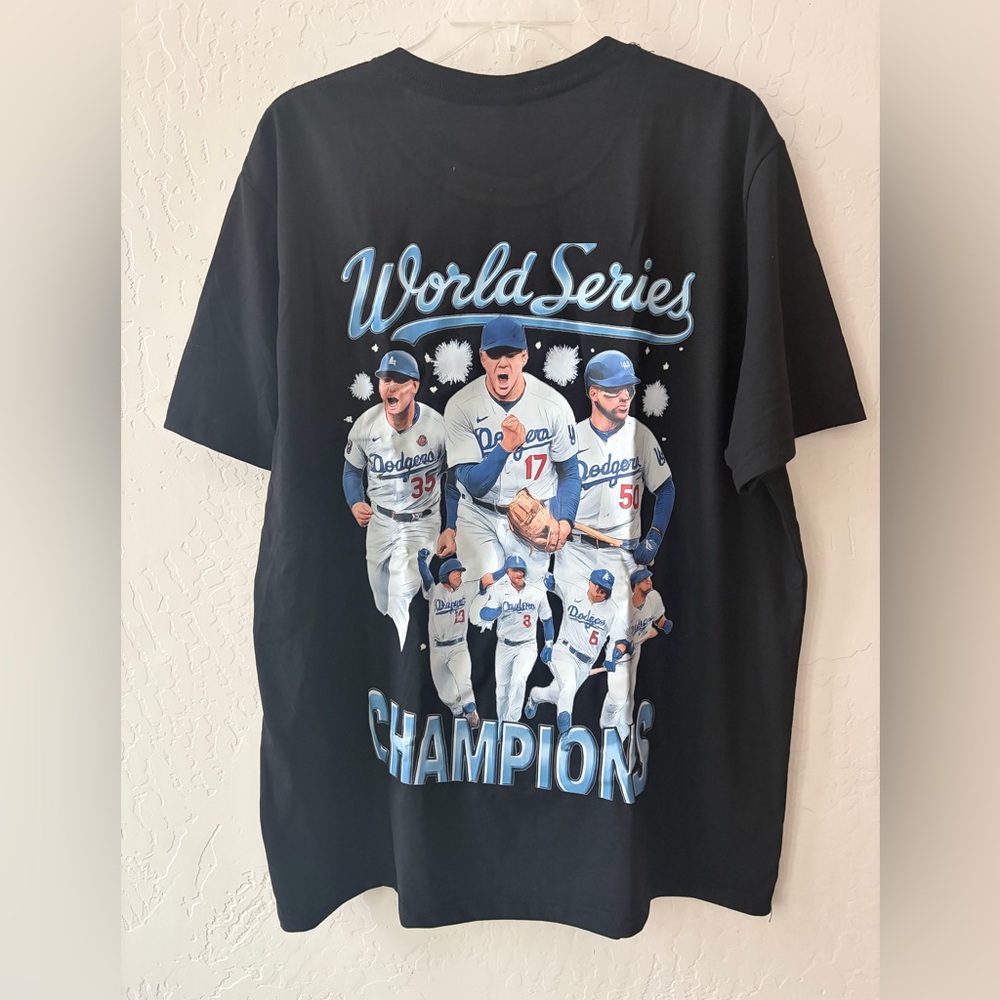 LA Dodgers World Series Champion graphic baseball Tshirt New
